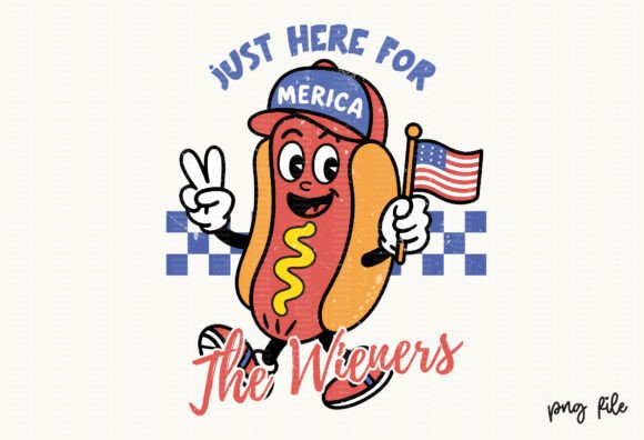 Download Retro Cartoon Patriotic Hot Dog PNG - Premium Resources